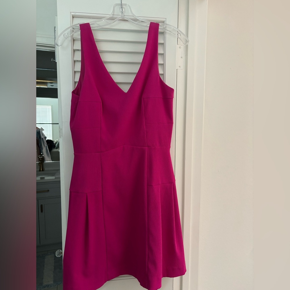 Nicole Miller Sleeveless Fit-and-Flare Dress in Magenta